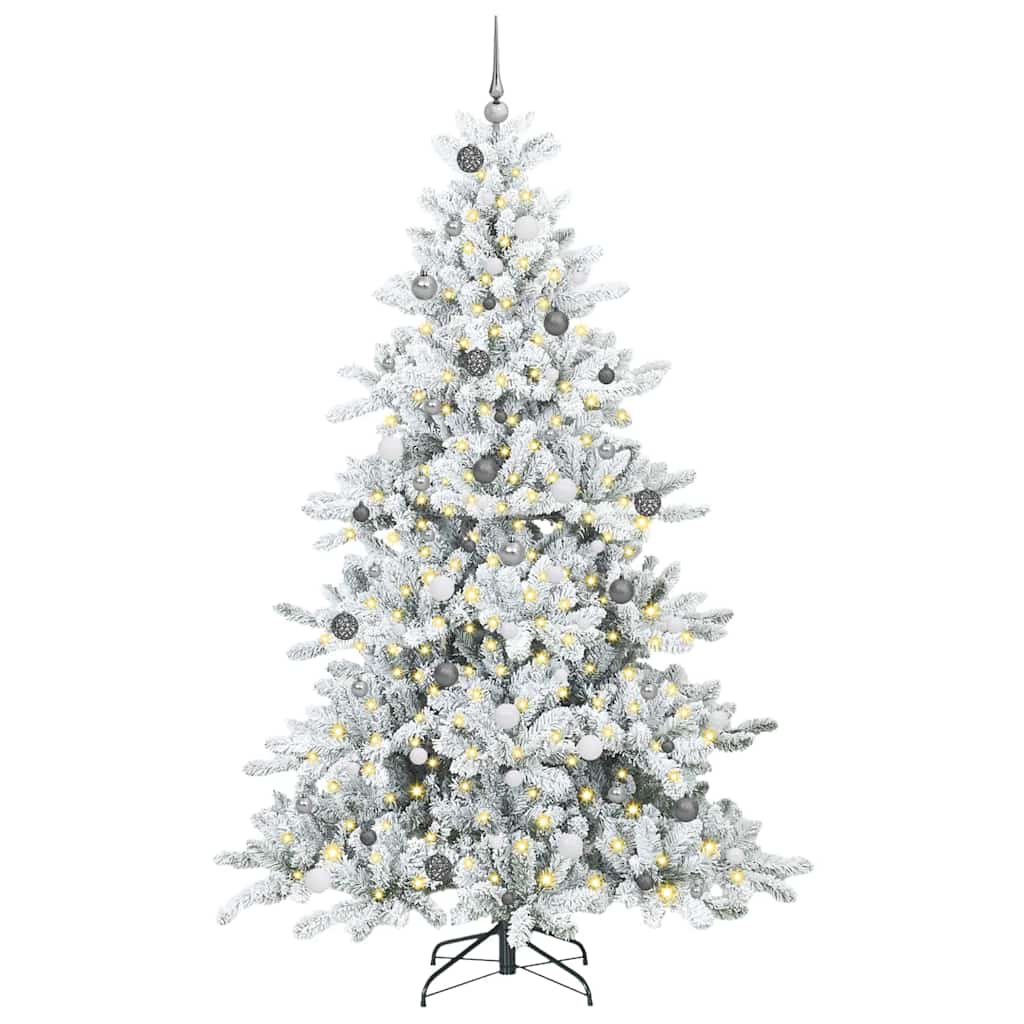 vidaXL Artificial Hinged Christmas Tree White 240 cm PVC and Steel
