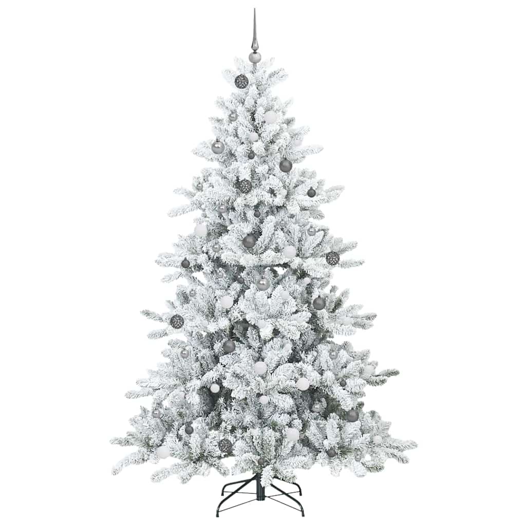 vidaXL Artificial Hinged Christmas Tree White 240 cm PVC and Steel