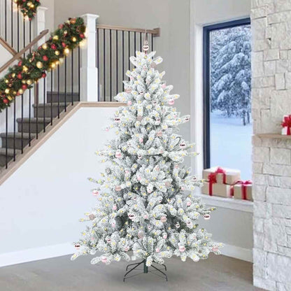 vidaXL Artificial Hinged Christmas Tree White 240 cm PVC and Steel