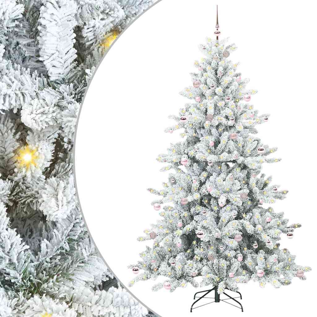vidaXL Artificial Hinged Christmas Tree White 240 cm PVC and Steel