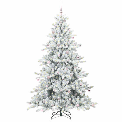 vidaXL Artificial Hinged Christmas Tree White 240 cm PVC and Steel