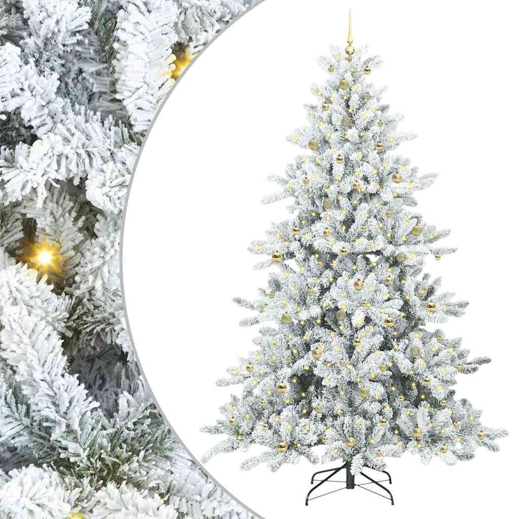 vidaXL Artificial Hinged Christmas Tree White 240 cm PVC and Steel