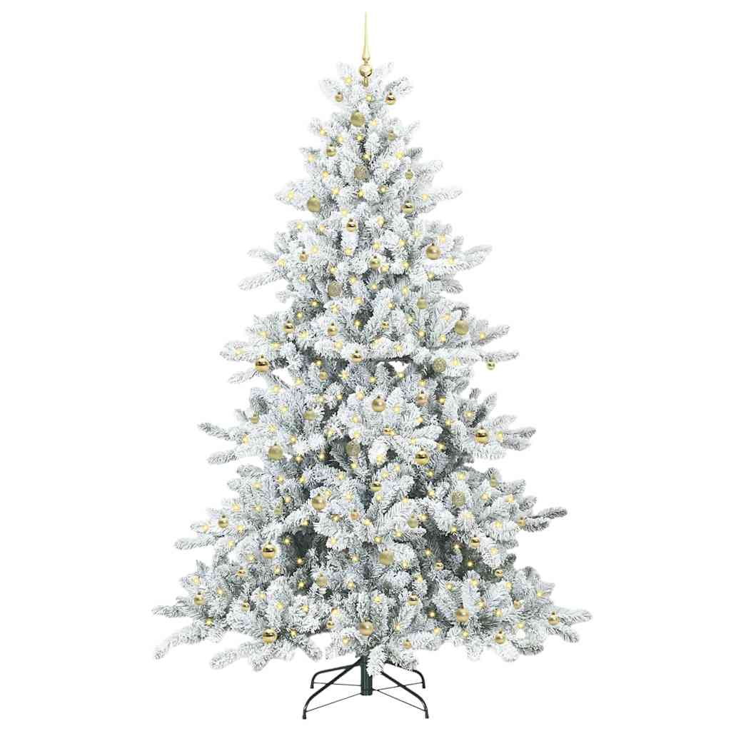 vidaXL Artificial Hinged Christmas Tree White 240 cm PVC and Steel