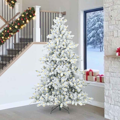 vidaXL Artificial Hinged Christmas Tree Green and white 240 cm PVC