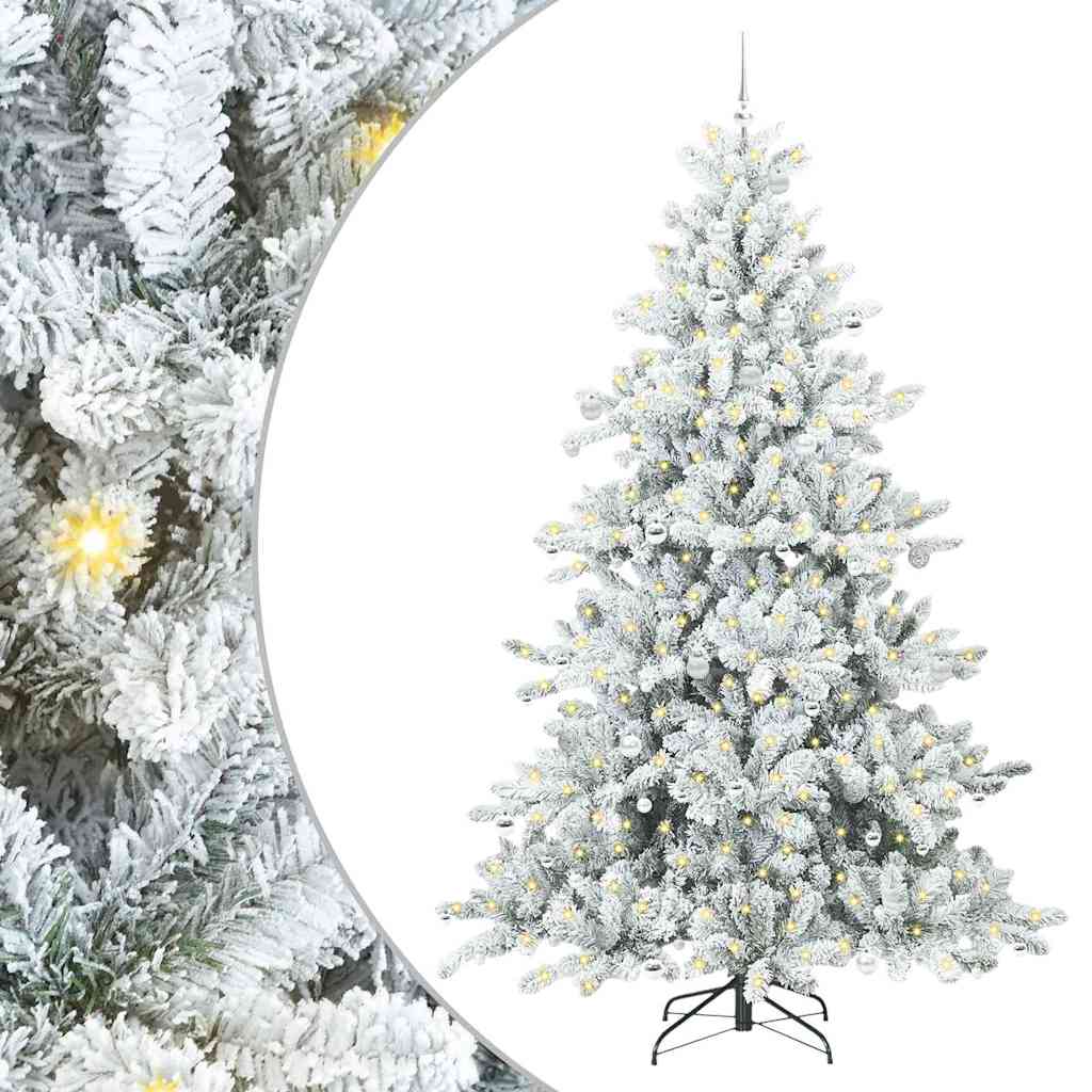 vidaXL Artificial Hinged Christmas Tree Green and white 240 cm PVC