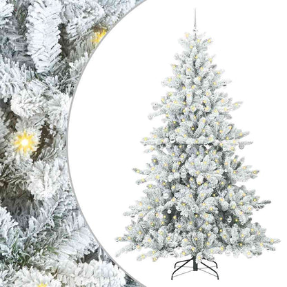 vidaXL Artificial Hinged Christmas Tree Green and white 240 cm PVC