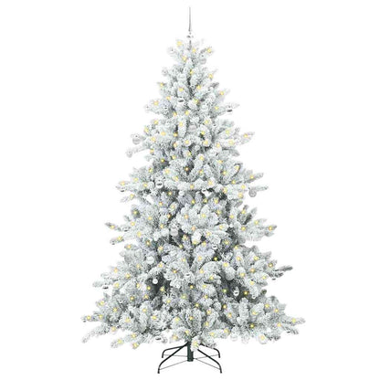 vidaXL Artificial Hinged Christmas Tree Green and white 240 cm PVC