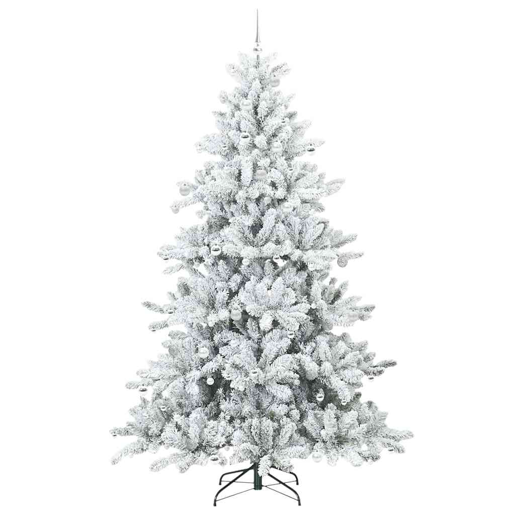 vidaXL Artificial Hinged Christmas Tree Green and white 240 cm PVC
