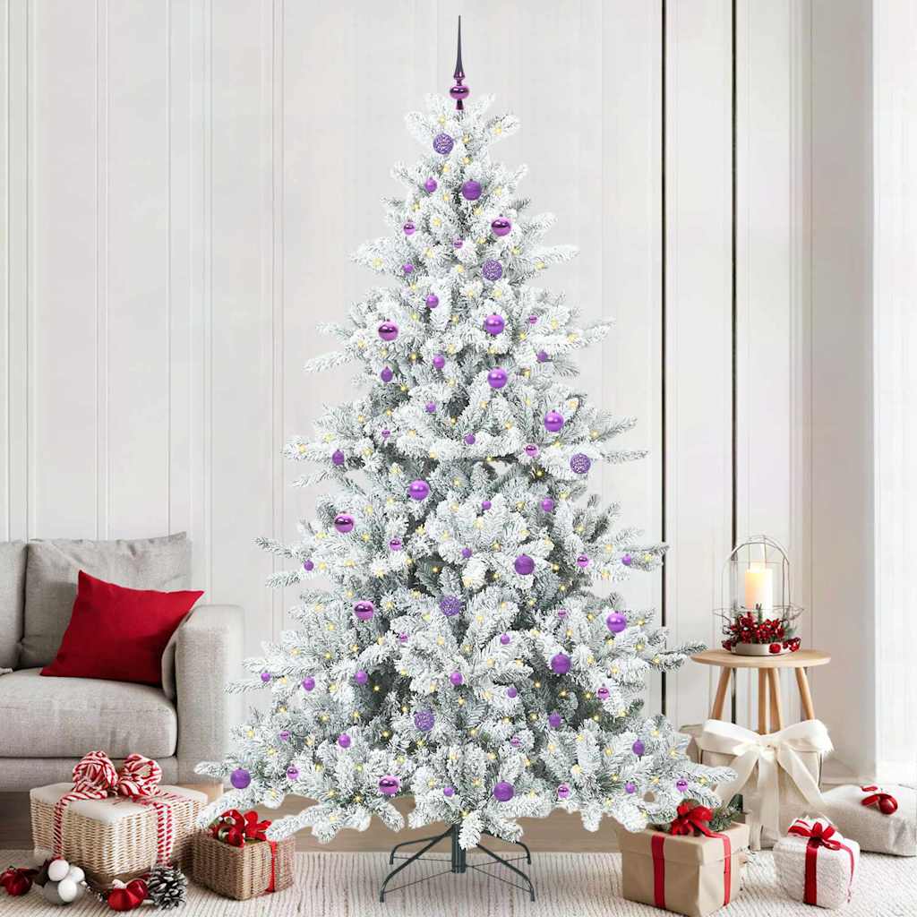 vidaXL Artificial Hinged Christmas Tree White 240 cm PVC and Steel