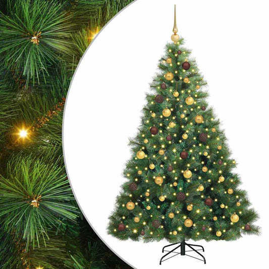 vidaXL Artificial Christmas Tree with 300 LEDs Green 180 cm PE and PVC