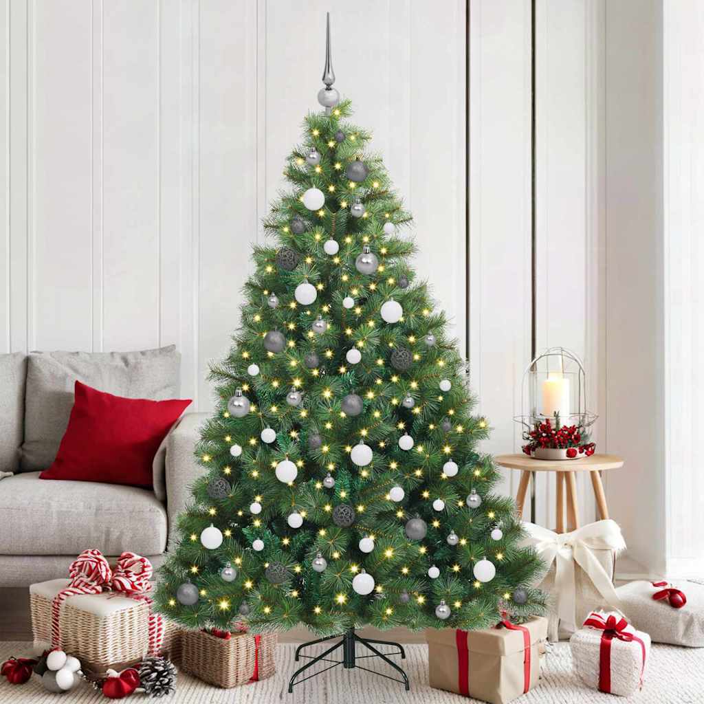 vidaXL Artificial Christmas Tree with 300 LEDs Green 180 cm PE and PVC