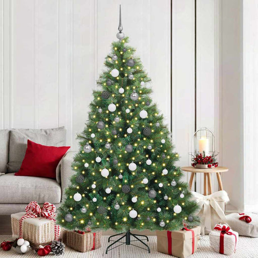 vidaXL Artificial Christmas Tree with 300 LEDs Green 180 cm PE and PVC