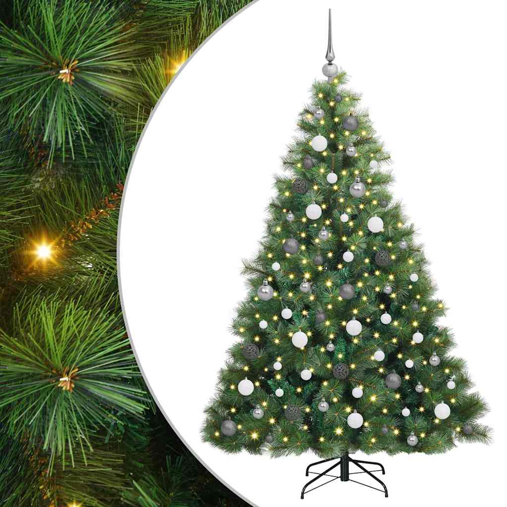 vidaXL Artificial Christmas Tree with 300 LEDs Green 180 cm PE and PVC