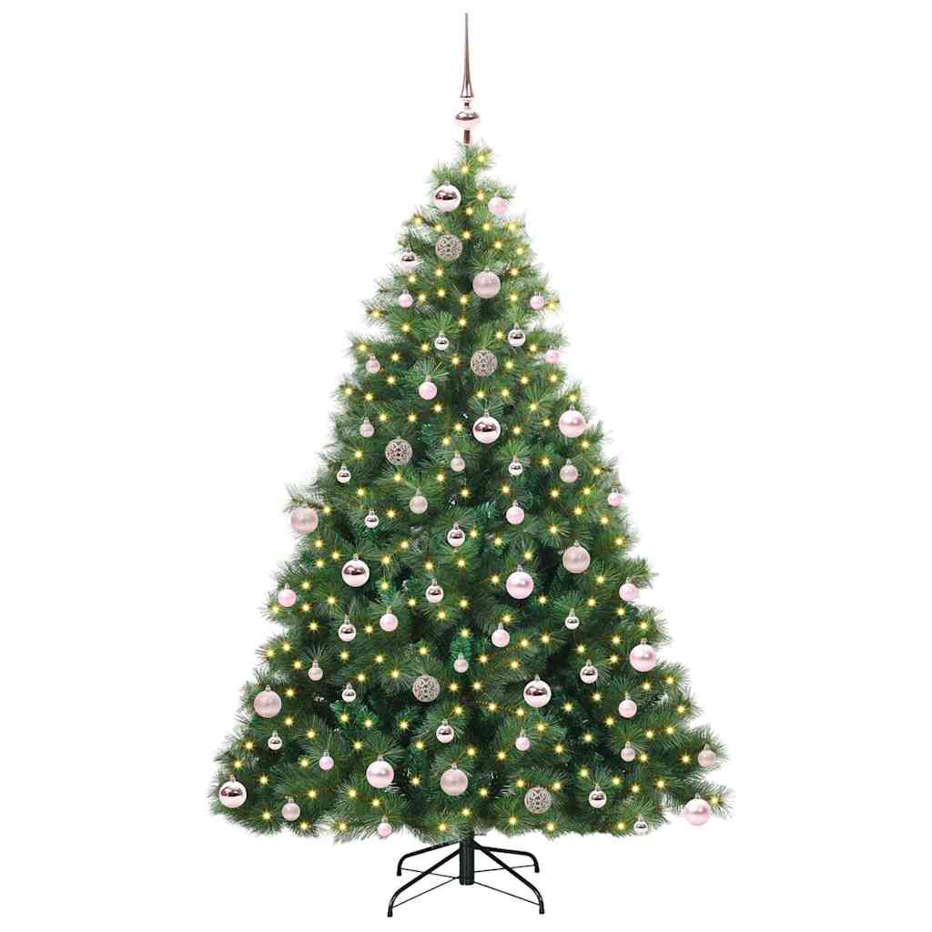 vidaXL Artificial Christmas Tree with 300 LEDs Green 180 cm PE and PVC