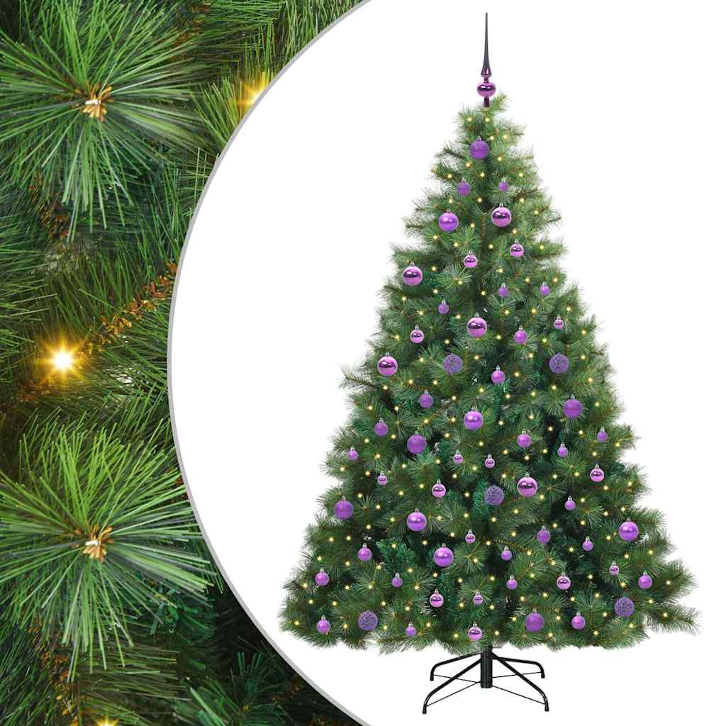 vidaXL Artificial Christmas Tree with 300 LEDs Green 180 cm PE and PVC