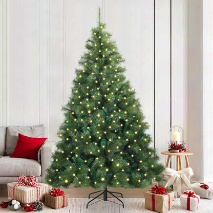 vidaXL Artificial Christmas Tree with 300 LEDs Green 210 cm PE and PVC