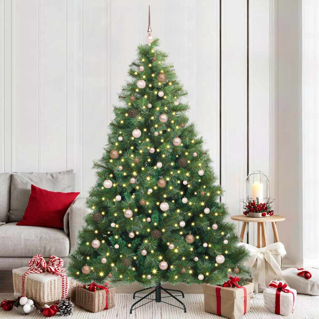vidaXL Artificial Christmas Tree with 300 LEDs Green 210 cm PE and PVC