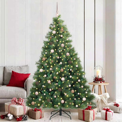 vidaXL Artificial Christmas Tree with 300 LEDs Green 210 cm PE and PVC