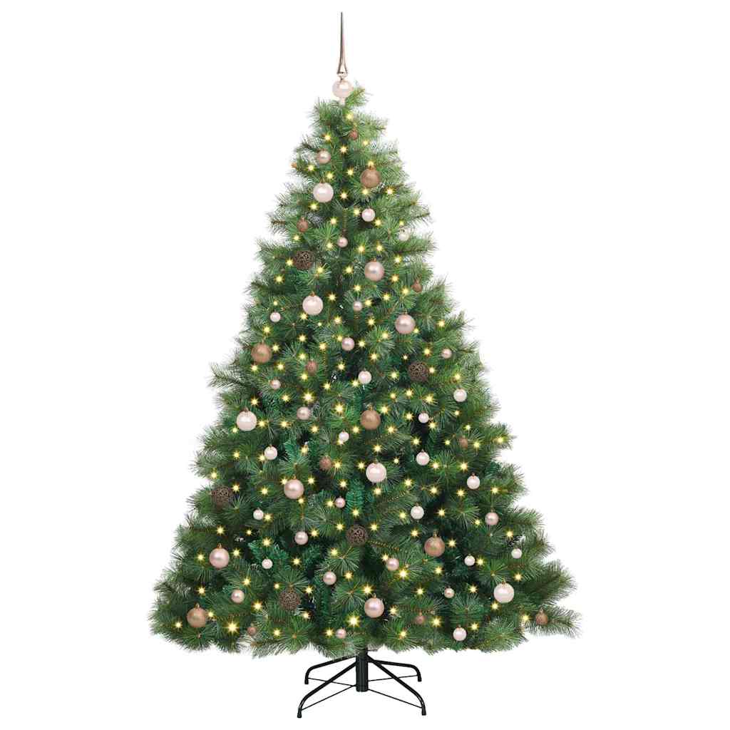 vidaXL Artificial Christmas Tree with 300 LEDs Green 210 cm PE and PVC