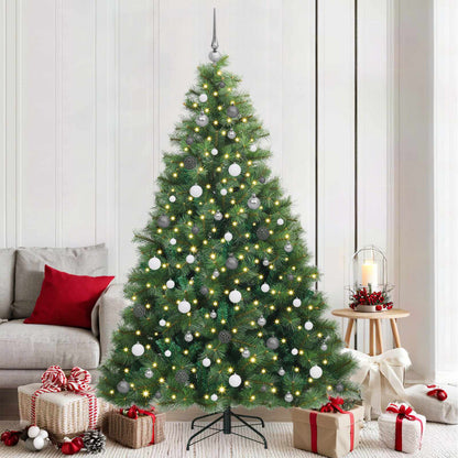 vidaXL Artificial Christmas Tree with 300 LEDs Green 210 cm PE and PVC