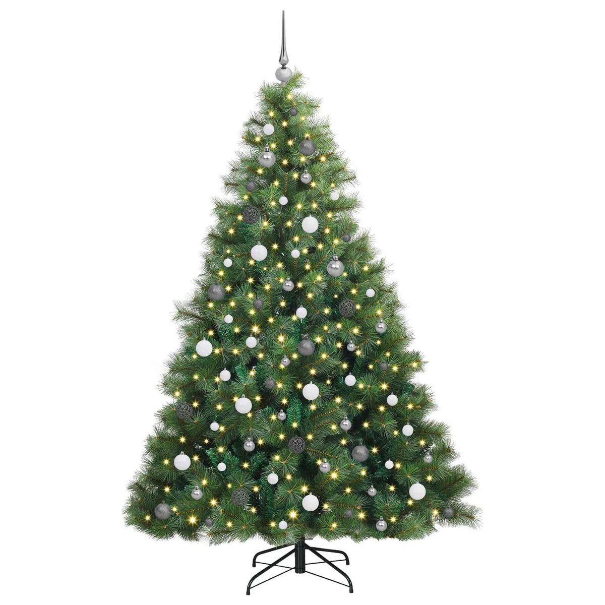 vidaXL Artificial Christmas Tree with 300 LEDs Green 210 cm PE and PVC