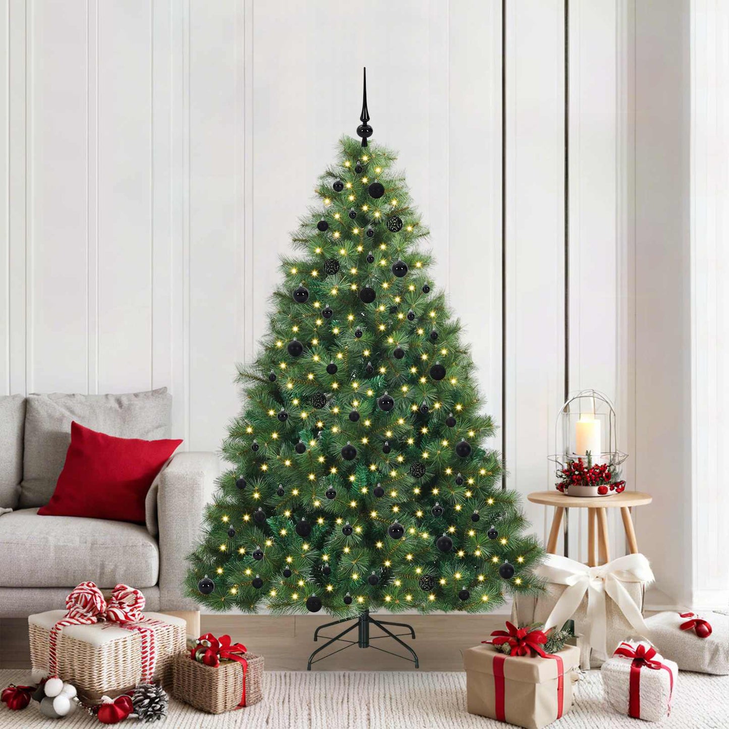 vidaXL Artificial Christmas Tree with 300 LEDs Green 210 cm PE and PVC