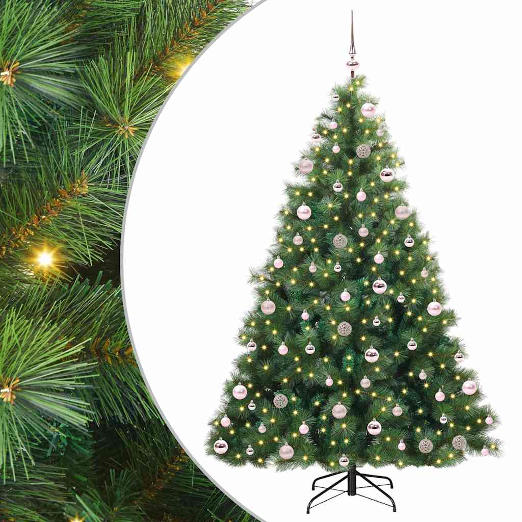 vidaXL Artificial Christmas Tree with 300 LEDs Green 210 cm PE and PVC