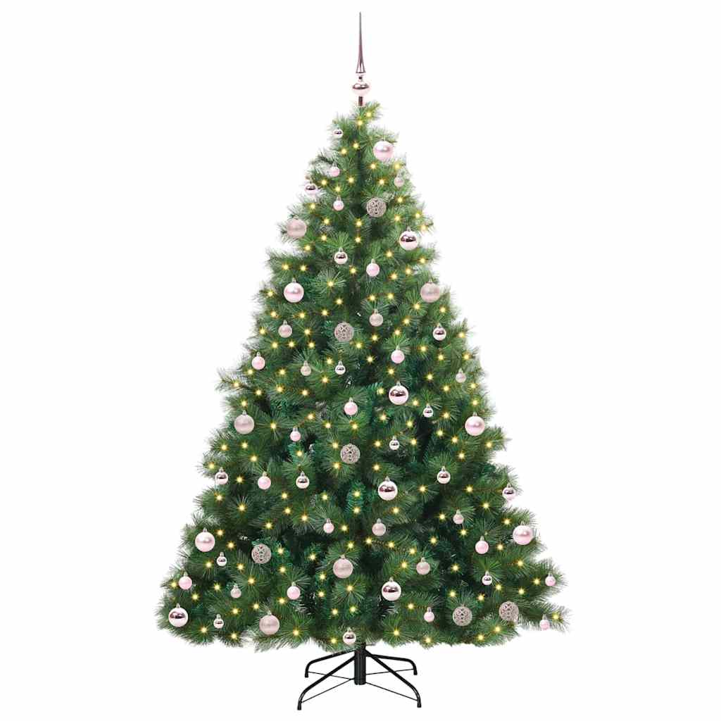 vidaXL Artificial Christmas Tree with 300 LEDs Green 210 cm PE and PVC