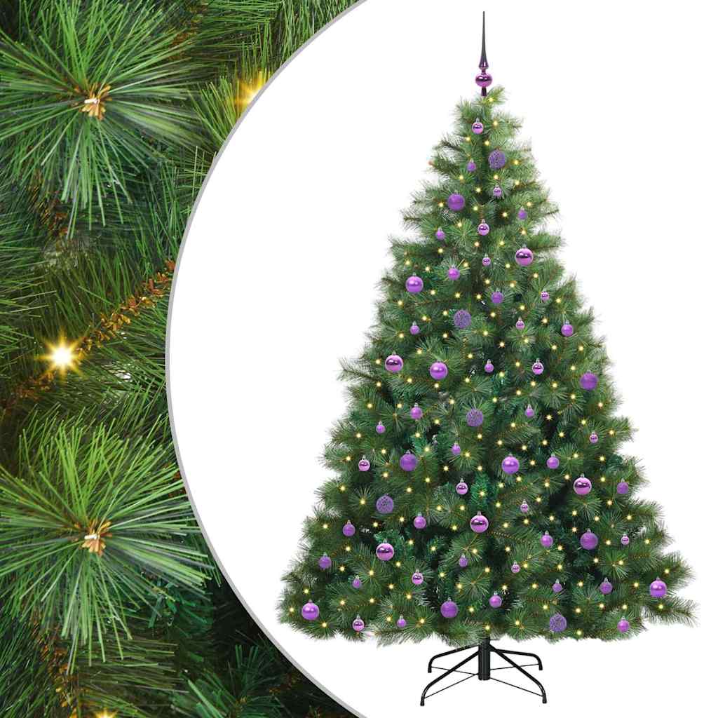 vidaXL Artificial Christmas Tree with 300 LEDs Green 210 cm PE and PVC