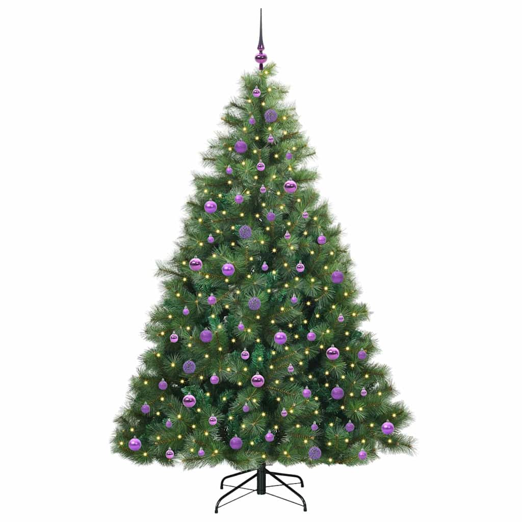 vidaXL Artificial Christmas Tree with 300 LEDs Green 210 cm PE and PVC