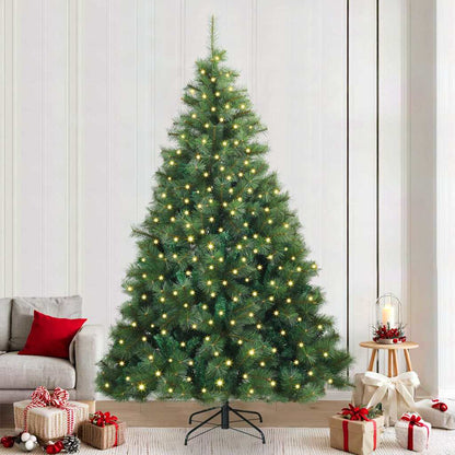 vidaXL Artificial Christmas Tree with 300 LEDs Green 240 cm PE and PVC
