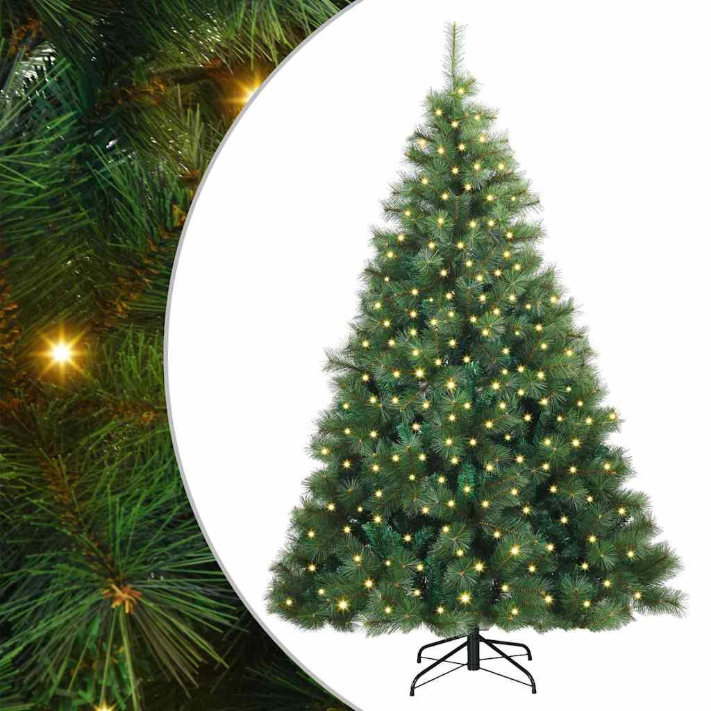 vidaXL Artificial Christmas Tree with 300 LEDs Green 240 cm PE and PVC