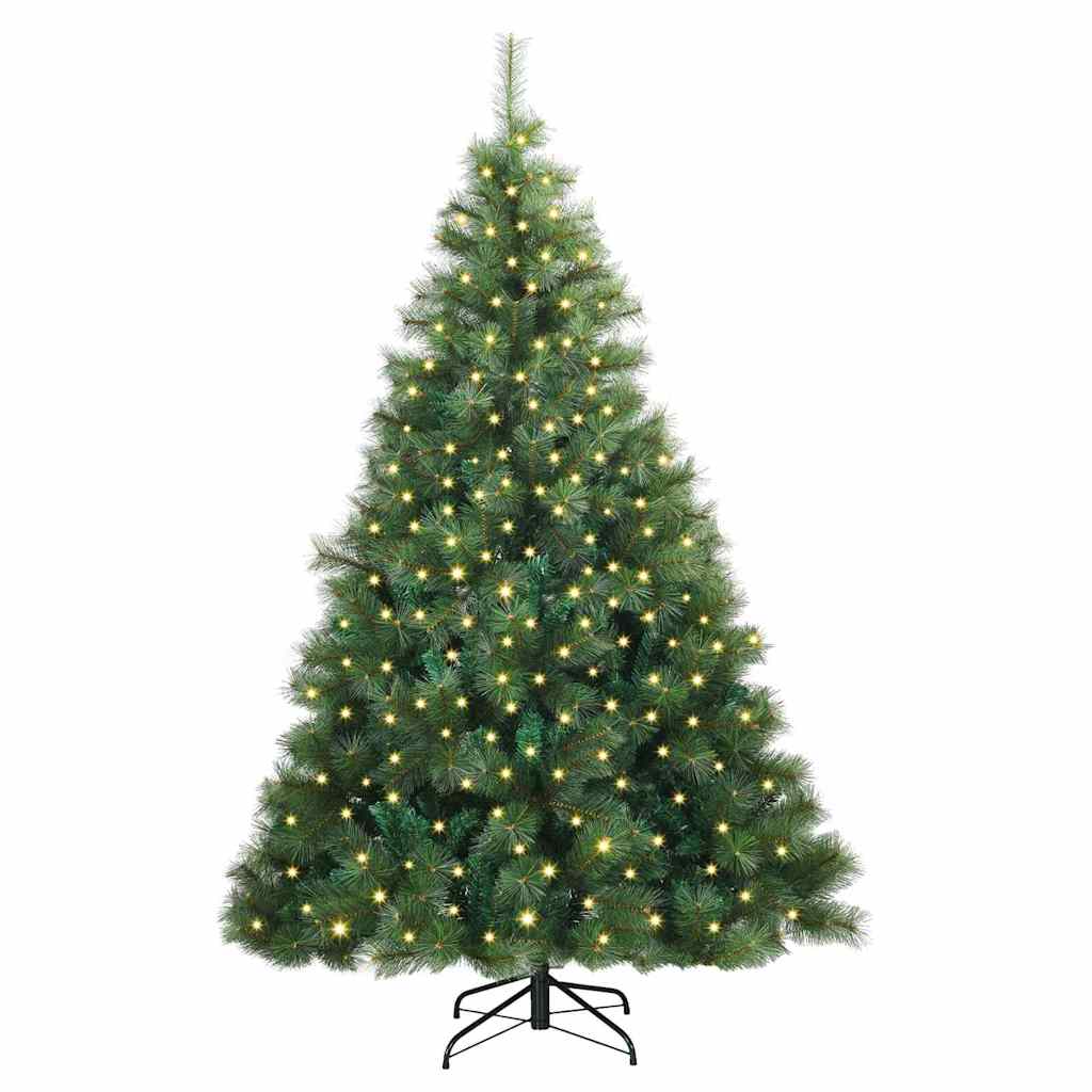 vidaXL Artificial Christmas Tree with 300 LEDs Green 240 cm PE and PVC