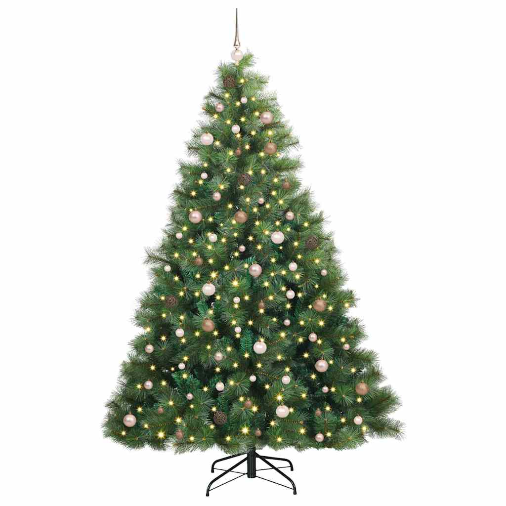vidaXL Artificial Christmas Tree with 300 LEDs Green 240 cm PE and PVC