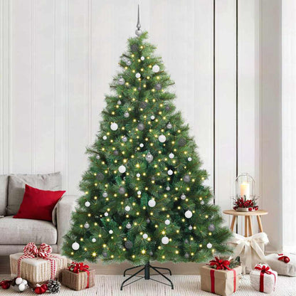 vidaXL Artificial Christmas Tree with 300 LEDs Green 240 cm PE and PVC