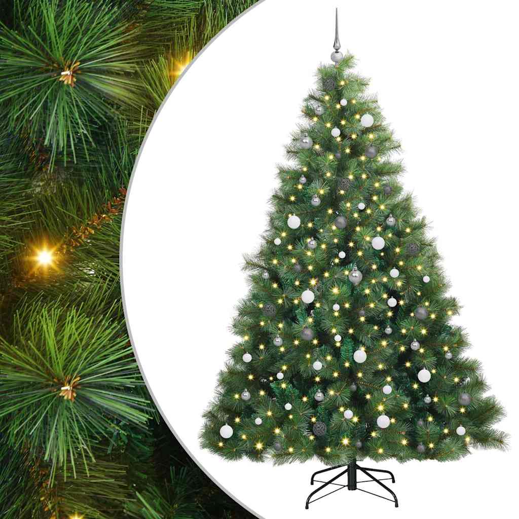 vidaXL Artificial Christmas Tree with 300 LEDs Green 240 cm PE and PVC