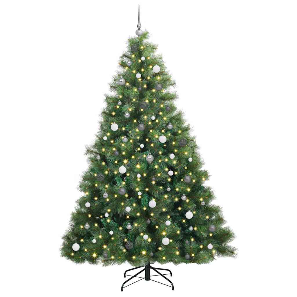 vidaXL Artificial Christmas Tree with 300 LEDs Green 240 cm PE and PVC