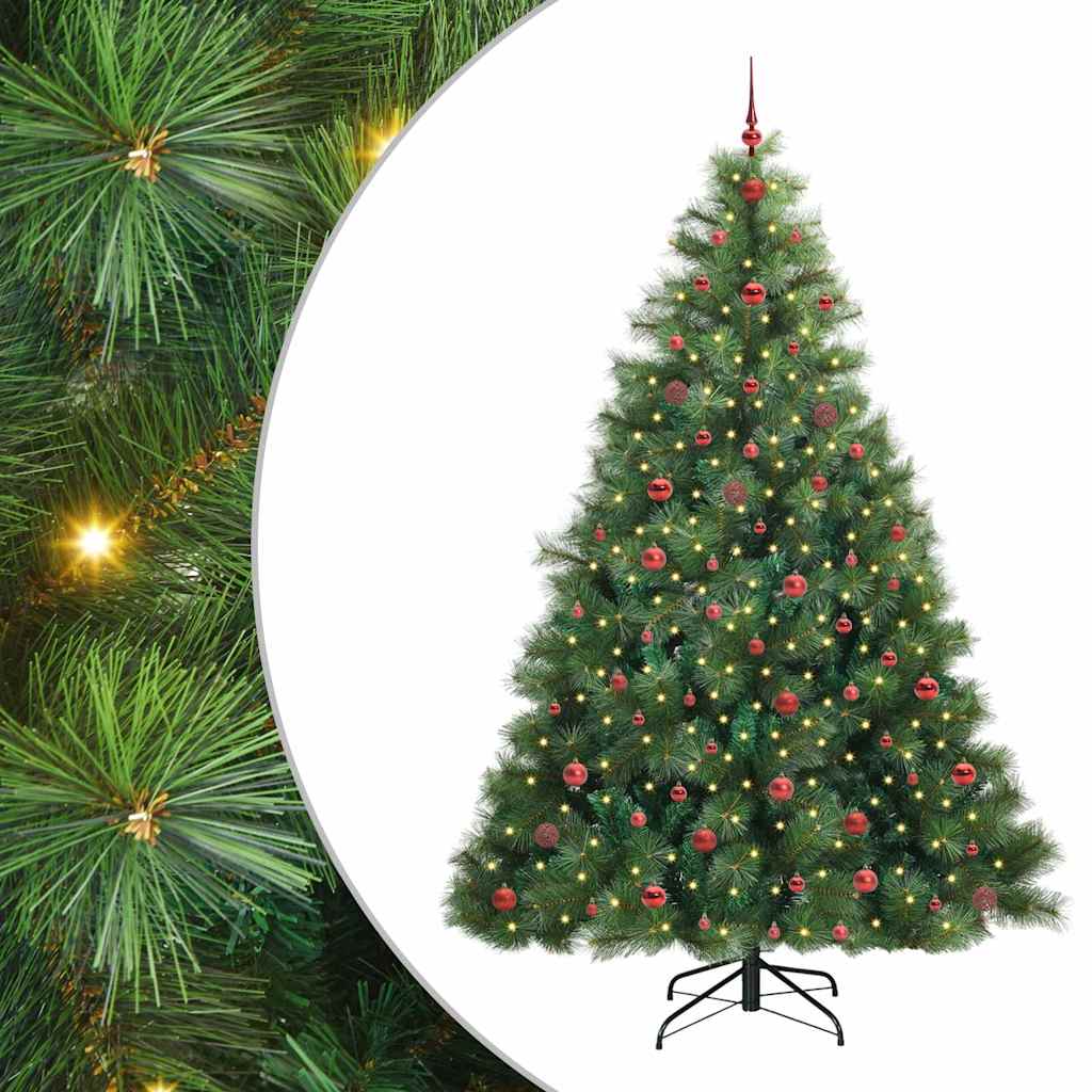 vidaXL Artificial Christmas Tree with 300 LEDs Green 240 cm PE and PVC