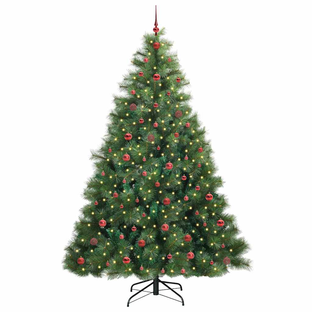 vidaXL Artificial Christmas Tree with 300 LEDs Green 240 cm PE and PVC
