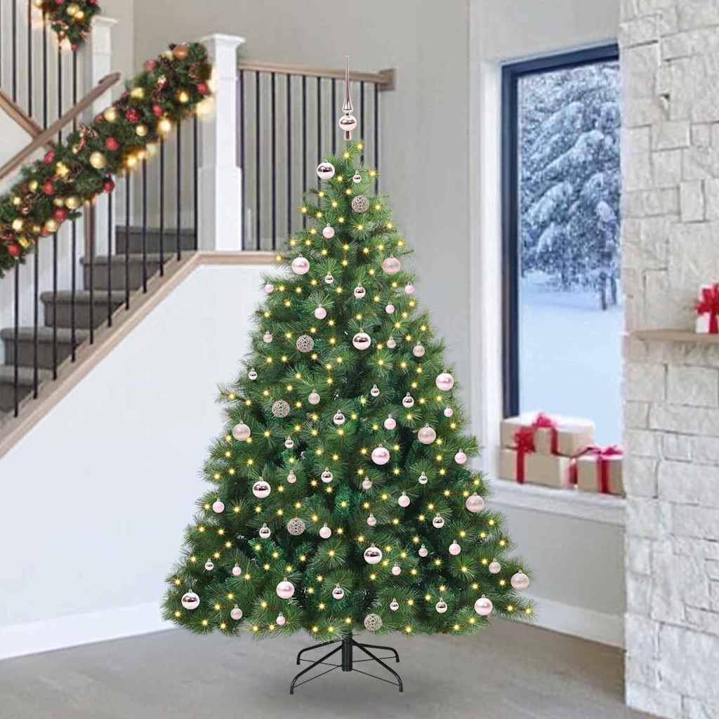 vidaXL Artificial Christmas Tree with 300 LEDs Green 240 cm PE and PVC