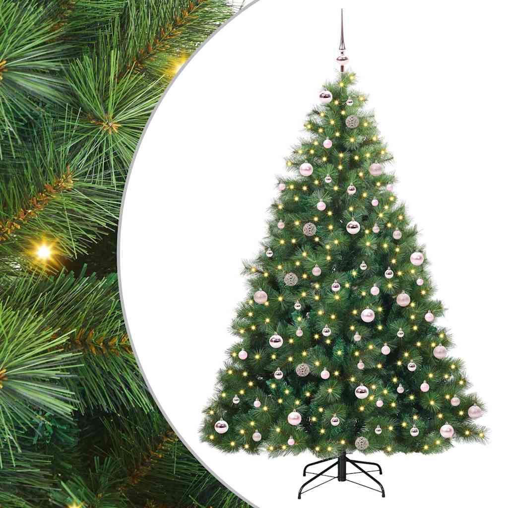 vidaXL Artificial Christmas Tree with 300 LEDs Green 240 cm PE and PVC