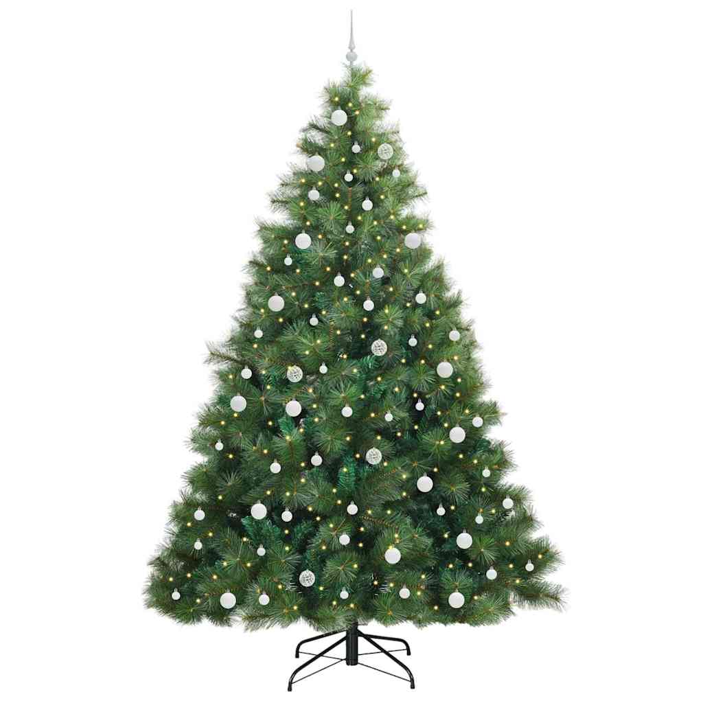vidaXL Artificial Christmas Tree with 300 LEDs Green 240 cm PE and PVC