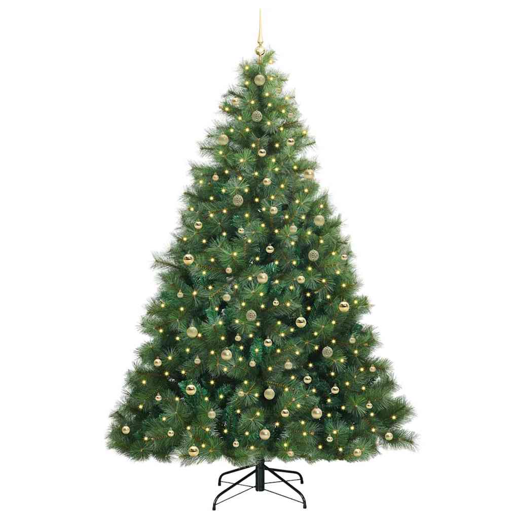 vidaXL Artificial Christmas Tree with 300 LEDs Green 240 cm PE and PVC