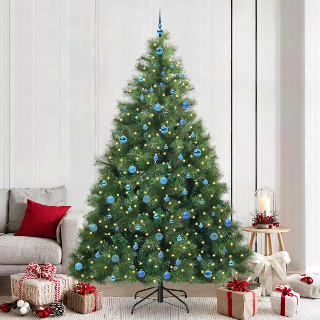 vidaXL Artificial Christmas Tree with 300 LEDs Green 240 cm PE and PVC