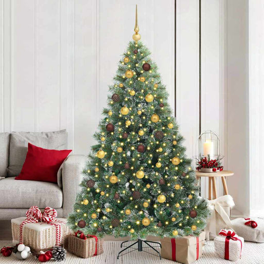 vidaXL Artificial Christmas Tree with 300 LEDs Green 180 cm PE and PVC