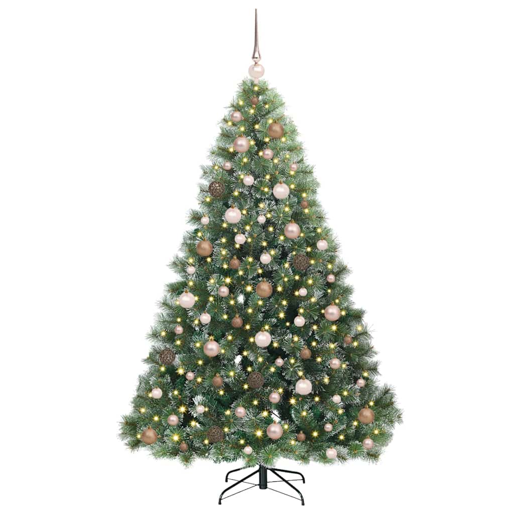 vidaXL Artificial Christmas Tree with 300 LEDs Green 180 cm PE and PVC
