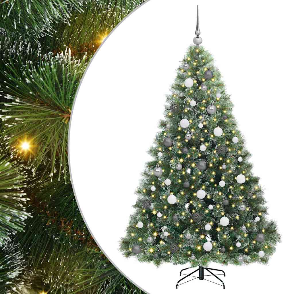 vidaXL Artificial Christmas Tree with 300 LEDs Green 180 cm PE and PVC