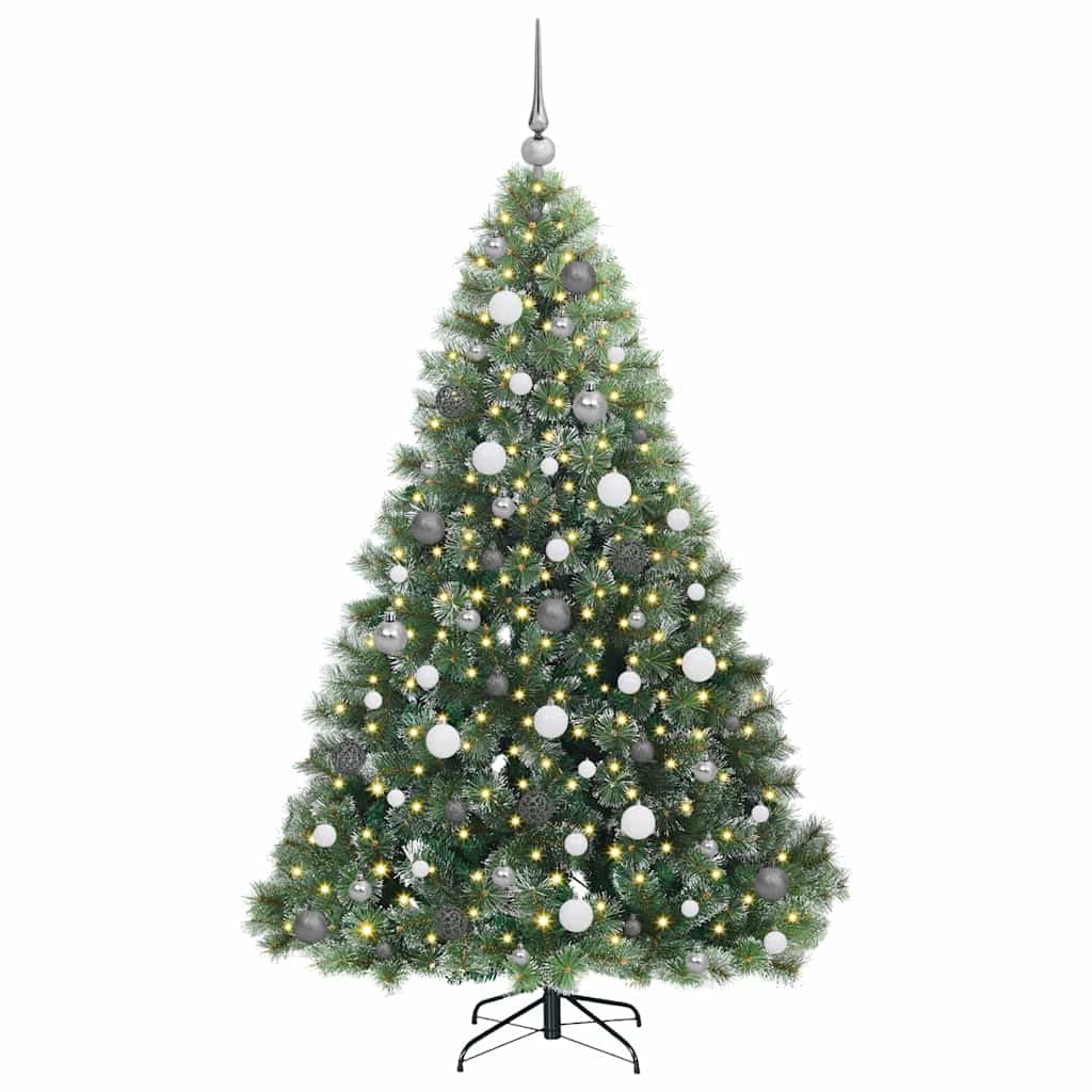 vidaXL Artificial Christmas Tree with 300 LEDs Green 180 cm PE and PVC