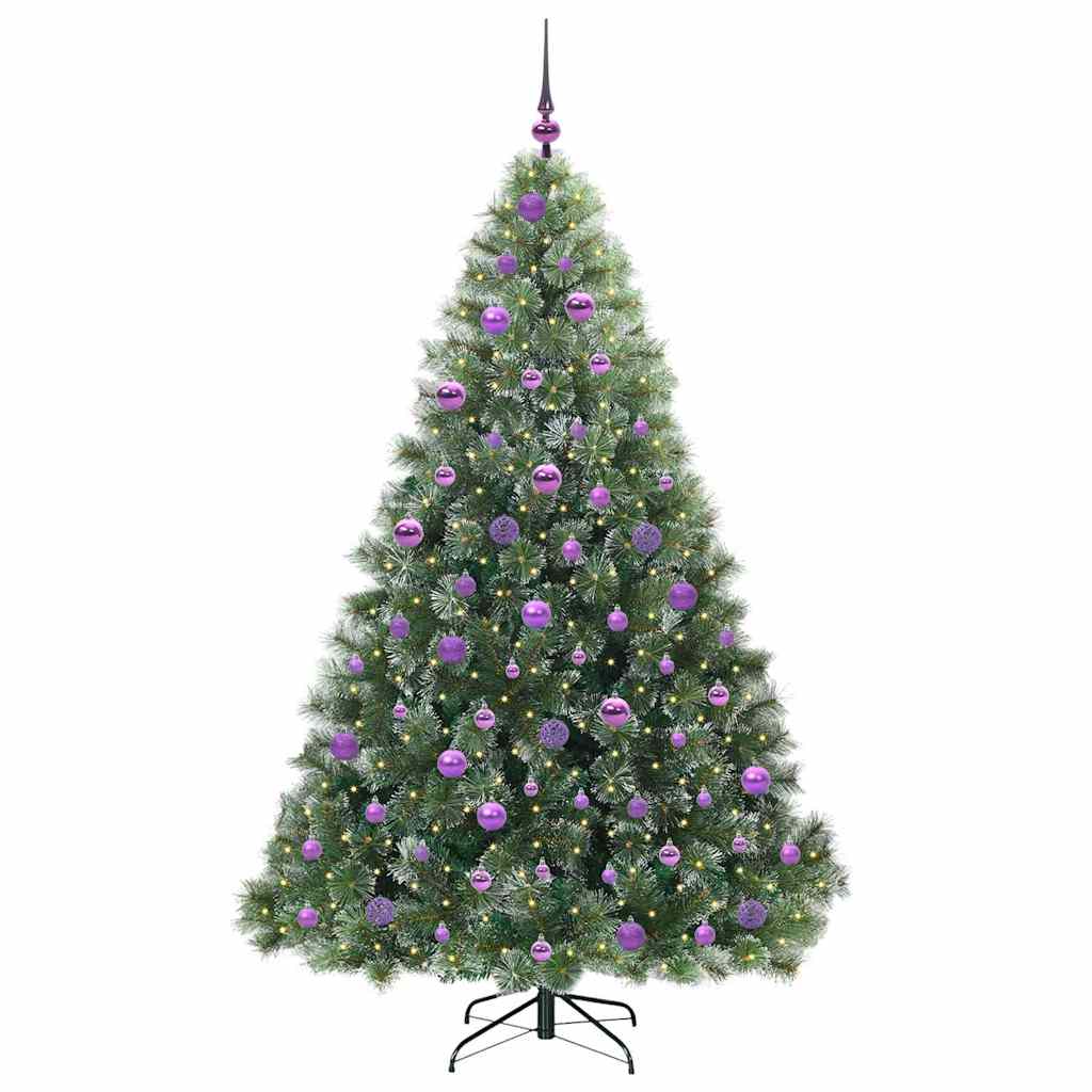 vidaXL Artificial Christmas Tree with 300 LEDs Green 180 cm PE and PVC