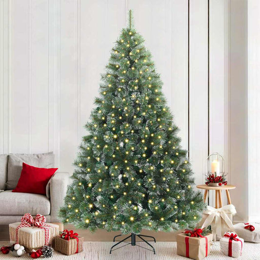 vidaXL Artificial Christmas Tree with 300 LEDs Green 210 cm PE and PVC